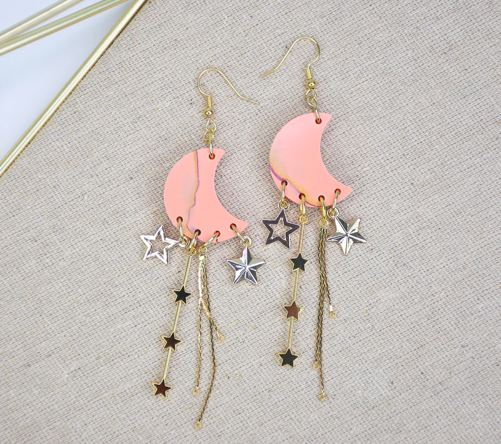 Liquid Sculpey® Marbled Moon Earrings