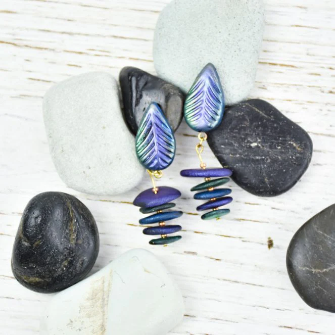 Model Air® Porcelain Peacock Inspired Drop Earrings
