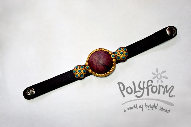 premo! Accents Cabochon and Leather Bracelet