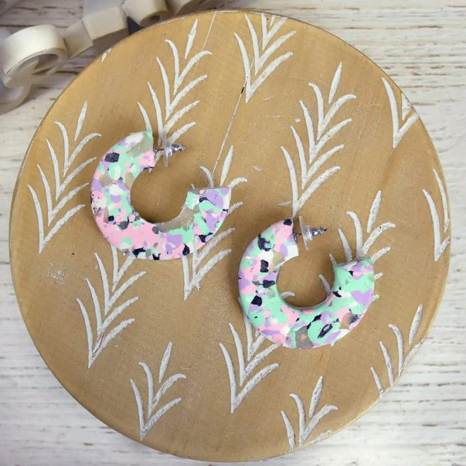 Sculpey Premo™ Pastel Terrazzo Marbled Earrings