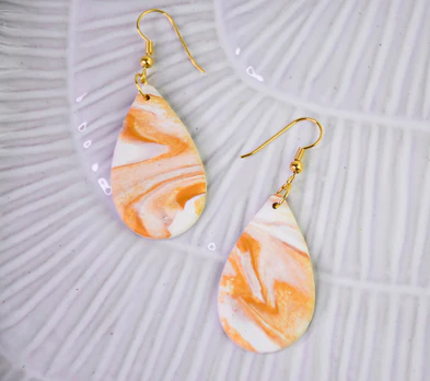 Sculpey III® White Glitter Marbled Earrings