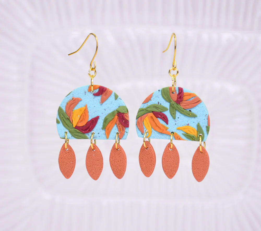 Sculpey Premo™ Floral Slab Terra Cotta Earrings