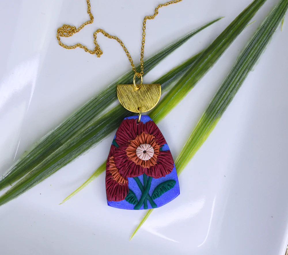 Sculpey Premo™ + Sculpey Souffle™ Floral Slab Pendant