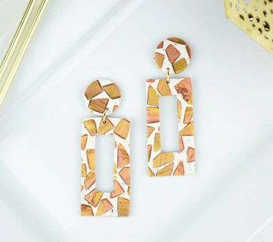 Sculpey™ Premo White Granite Terrazzo Earrings