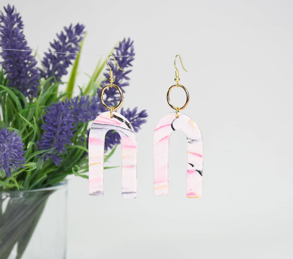 Sculpey Soufflé™ and Sculpey Premo™ Marbled Rainbow Earrings