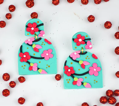 Sculpey Soufflé™ Fiji Floral Slab Earrings