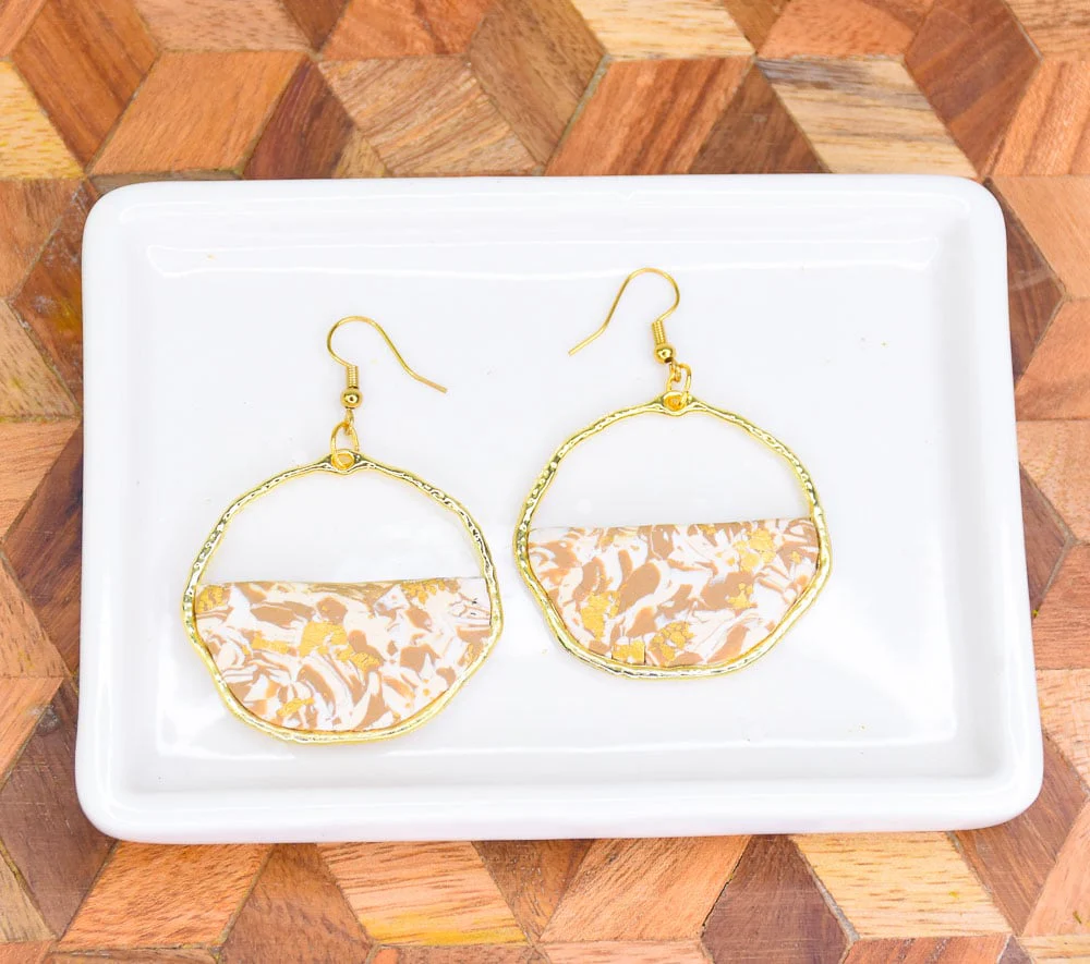 Sculpey Soufflé™ Gold Leaf Terrazzo Earrings