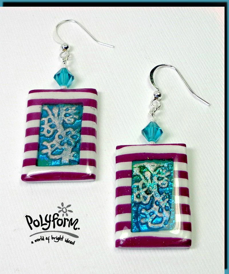Sculpey Soufflé Striped Earrings with Jade Inset