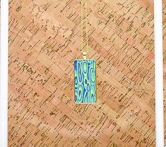 Shimmering Peacock Mokume Gane Pendant
