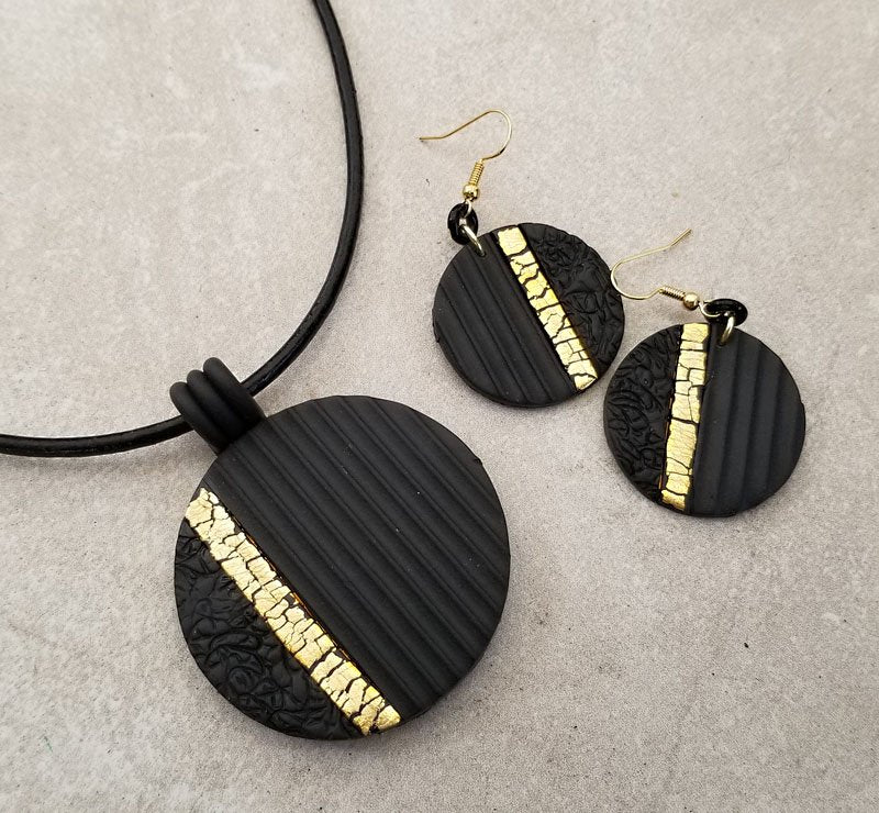 Souffle Matte Black and Foil Jewelry Set