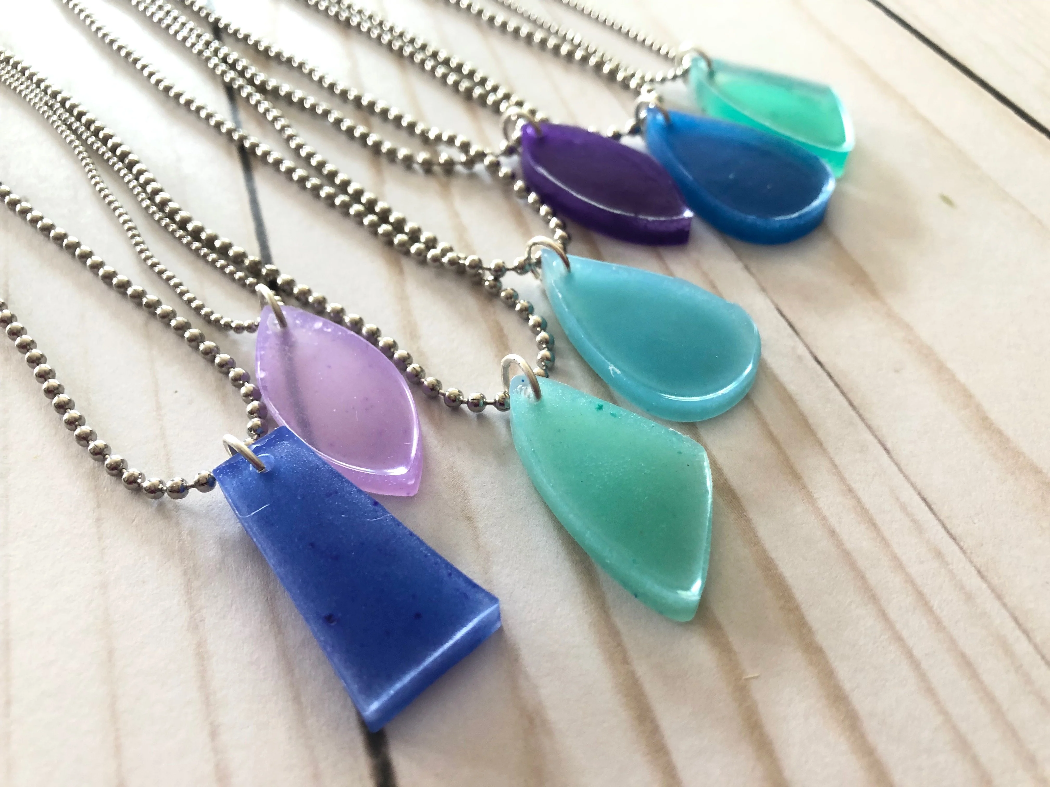 Translucent Liquid Sculpey Sea Glass Pendants